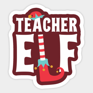 Teacher Elf Funny Christmas Sticker